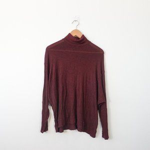 Roll Neck Sweater Women Medium‎ Red Dolman Pullover Maroon Casual Jumper ZARA